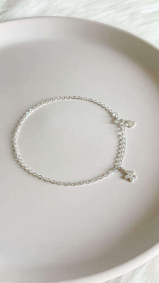 Pulsera Flor 20cm Ajustable - Plata 925