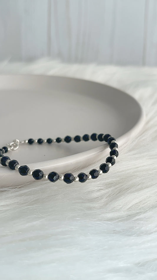 Pulsera Ágata y Balín 2.5mm - 19cm - Plata 925