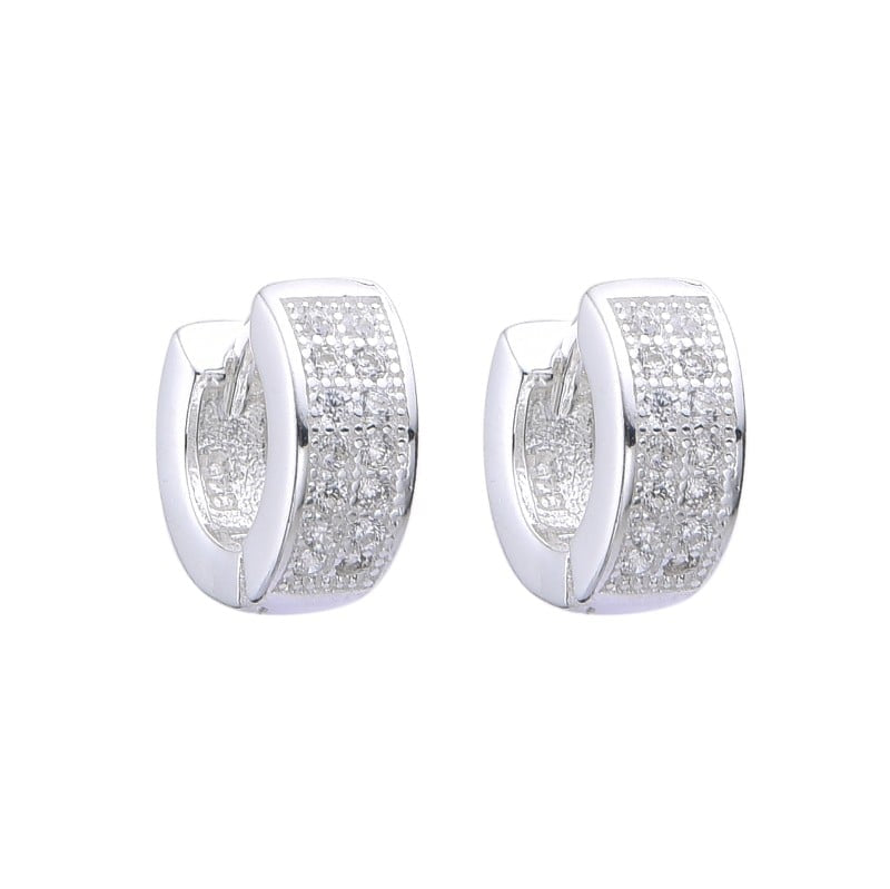 Argollas Gruesas con Cristales 1cm - Plata 925