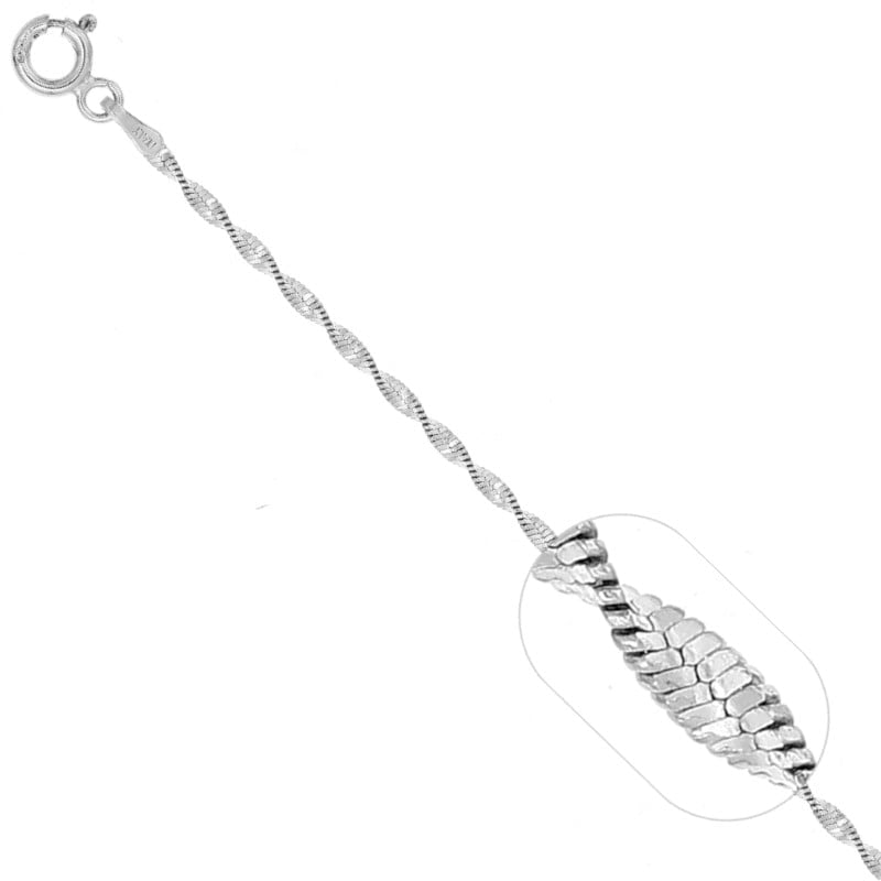 Pulsera Entorchada Diamantada 19cm Plata 925