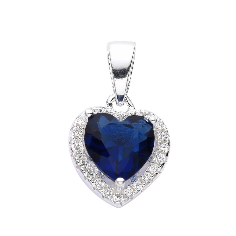 Dije Corazón Cristal Azul Plata 925