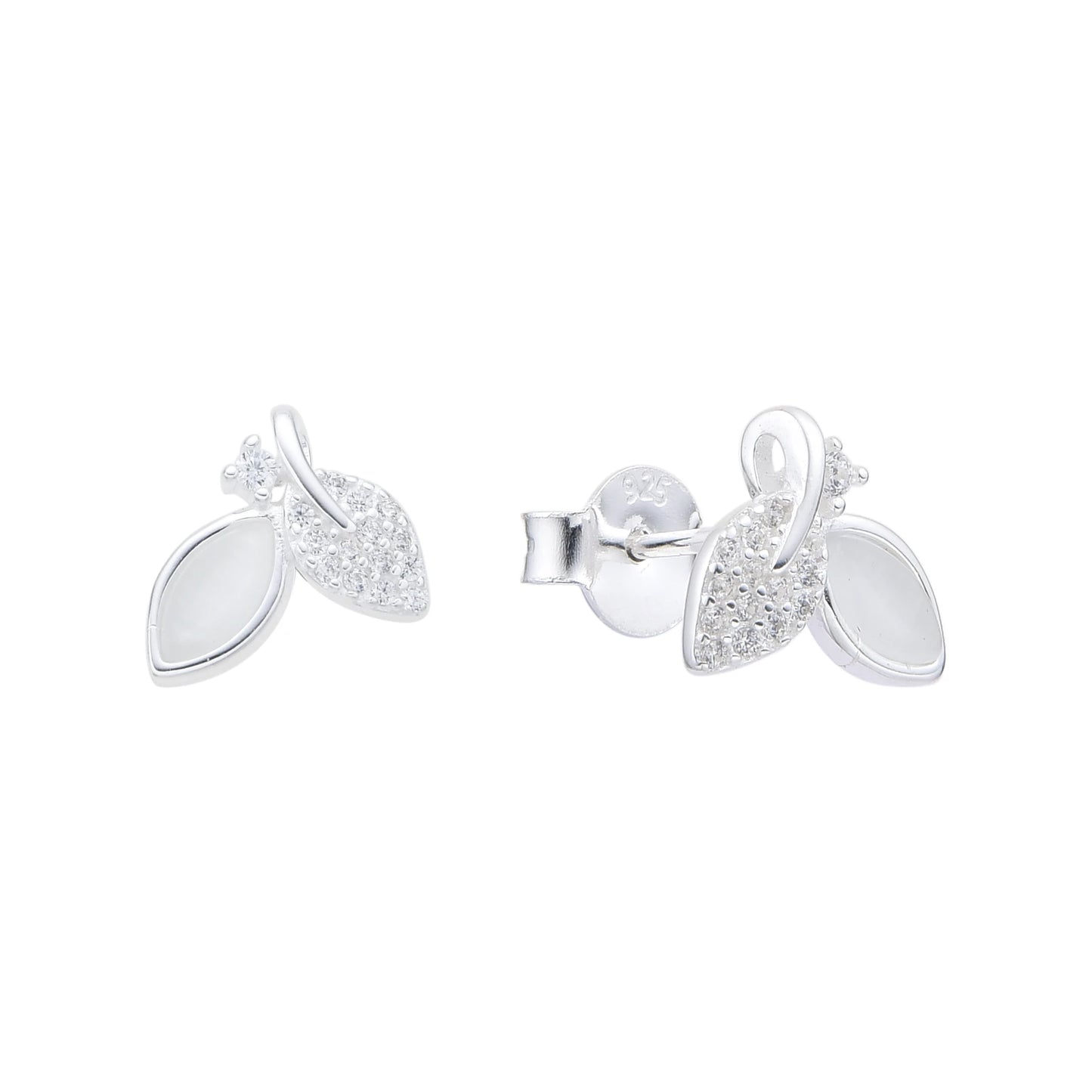 Zarcillos Doble Hojas Plata 925