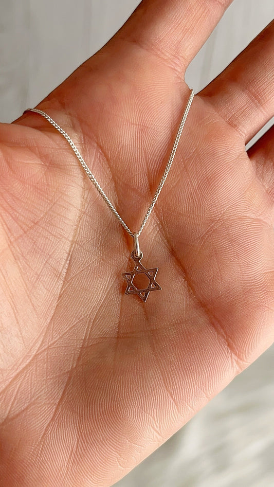 Cadena 40cm con Dije Estrella de David - Plata 925