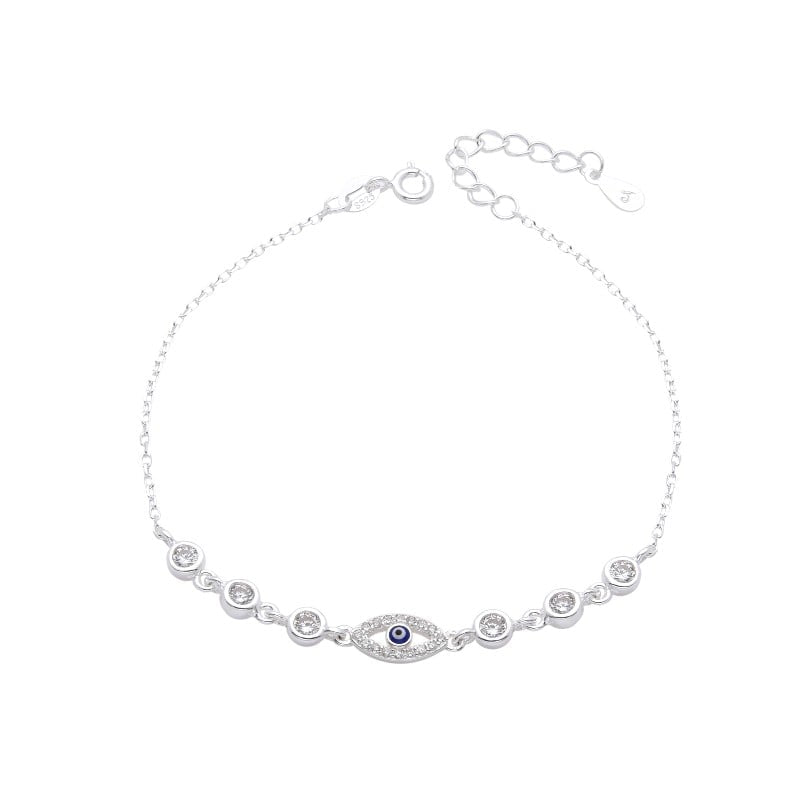 Tobillera Ojo y Cristales 25cm Plata 925