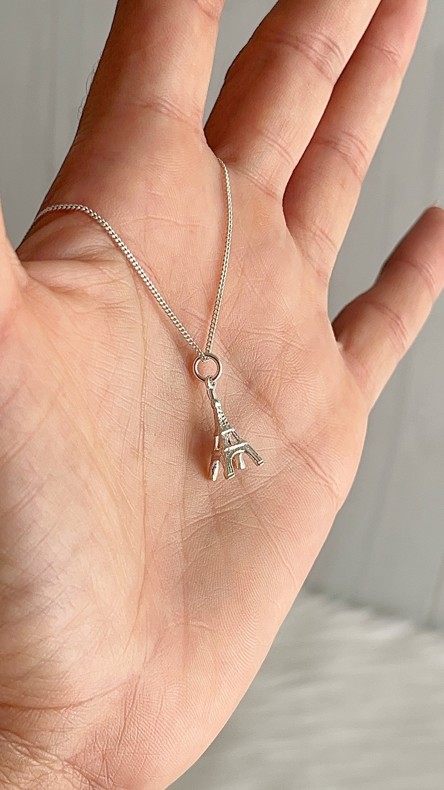 Cadena 40cm con Dije Torre Eiffel - Plata 925