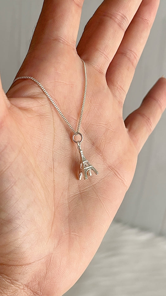 Cadena 40cm con Dije Torre Eiffel - Plata 925