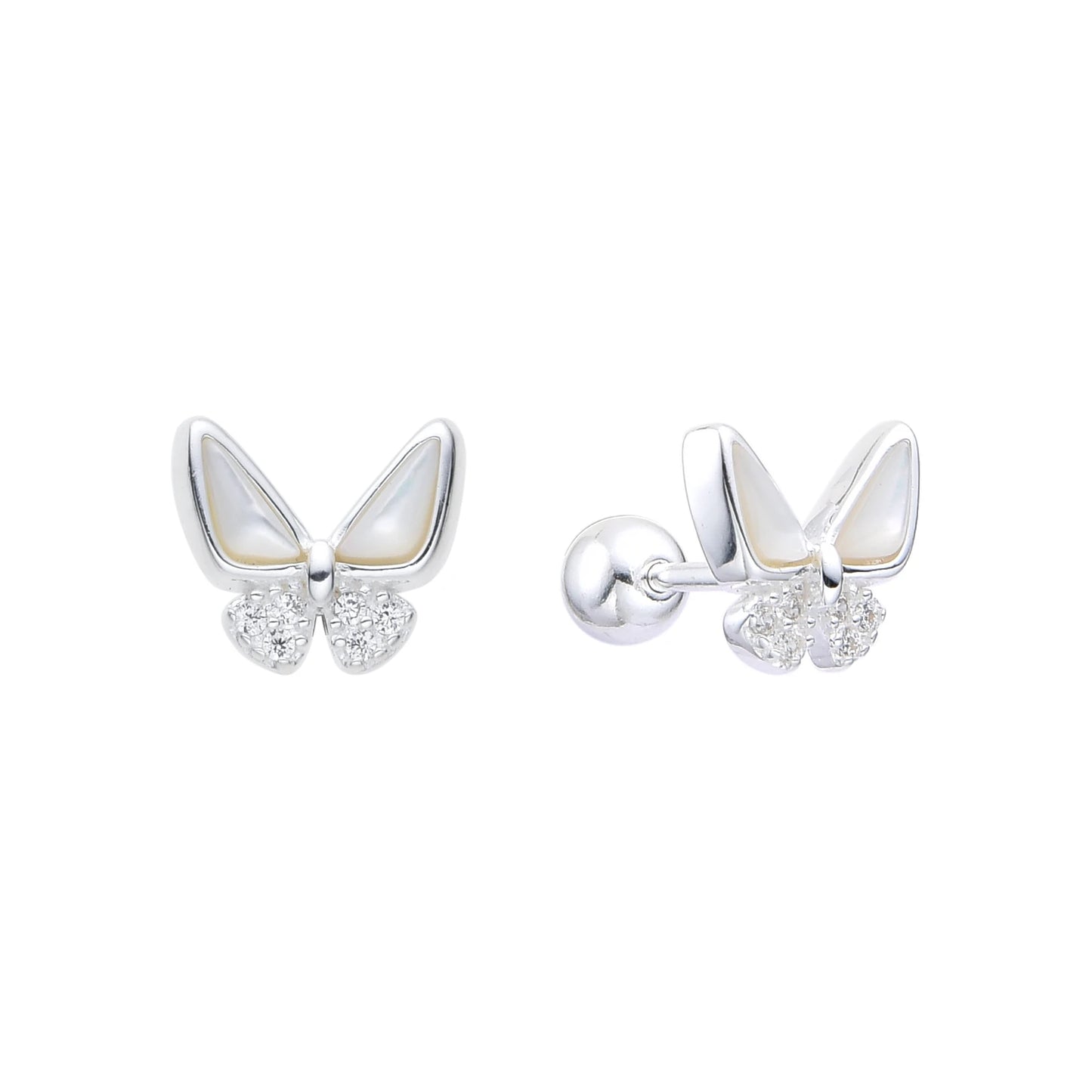 Zarcillos Mariposa con Tapa de Rosca Plata 925