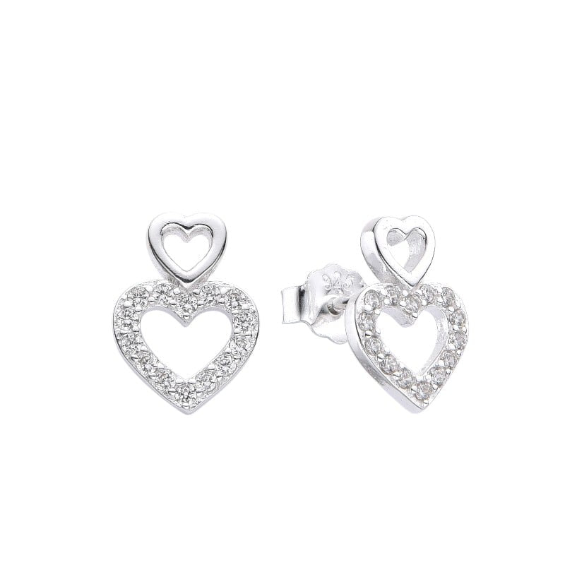 Zarcillos Doble Corazón Plata 925