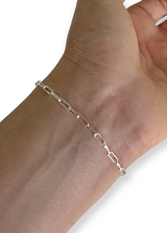 Pulsera Tejido Paper Clip 19cm - Plata 925