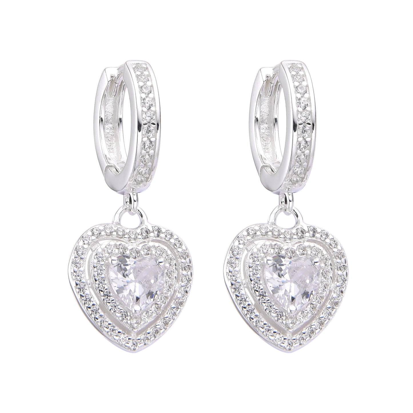 Argollas Dije Corazones 1,2cm Plata 925