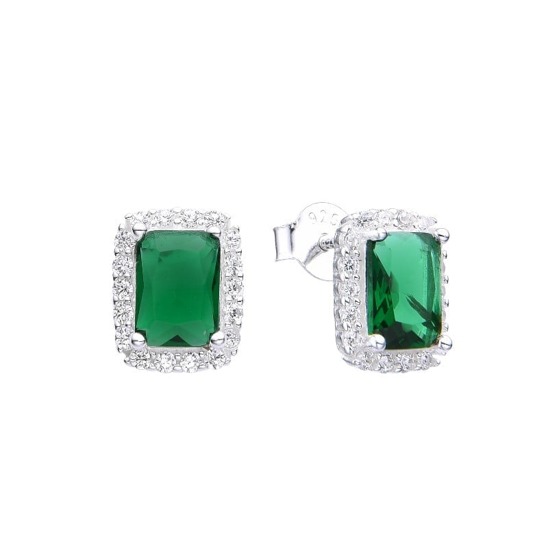 Zarcillos de Cristales Cudrados 1cm plata 925