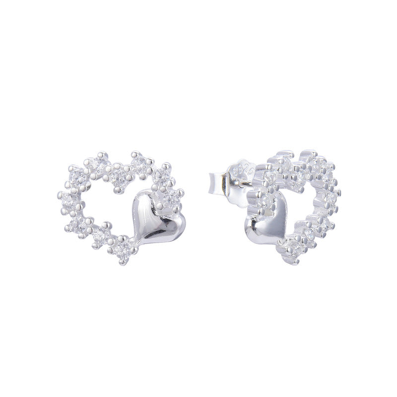 Zarcillos Corazones Floreados con corazón Plata 925