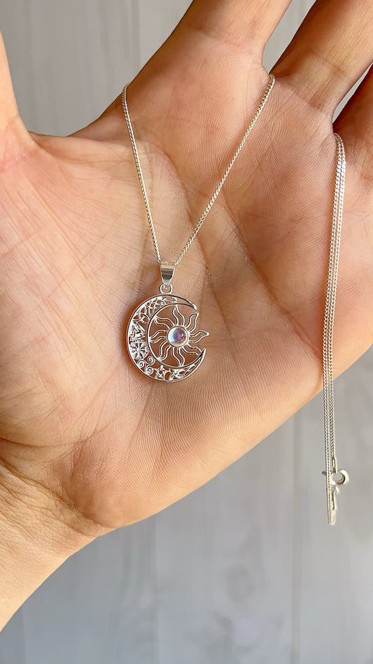 Cadenas Dije Luna y Sol - Plata 925