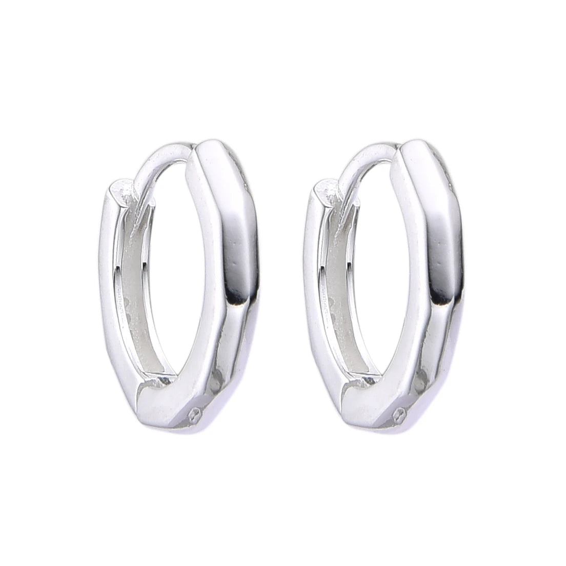 Argollas Octagonales Cierre Huggie 1,2cm Plata 925