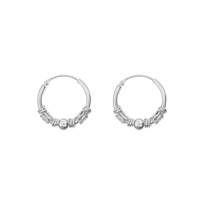 Argollas Entorchadas con bolita lisa 1,4cm Plata 925