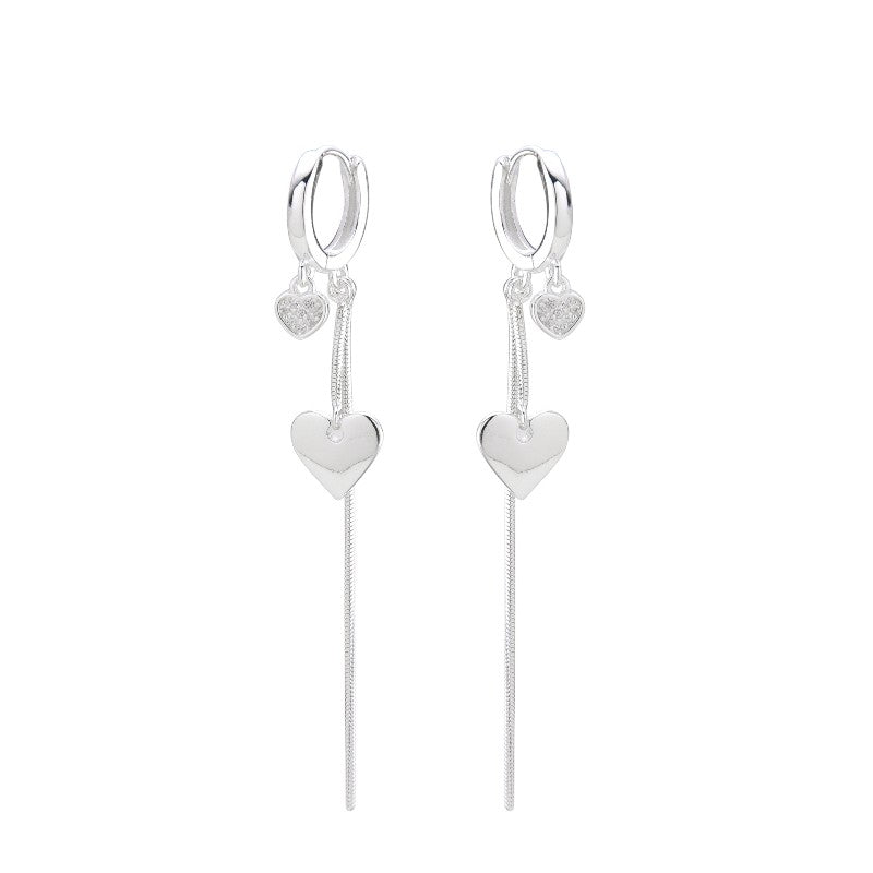 Argollas Con Dijes Corazones y Cadenas Colgando - Plata 925