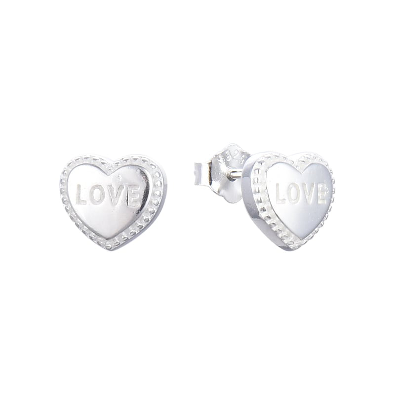 Zarcillos corazón grabado love 0,8mm