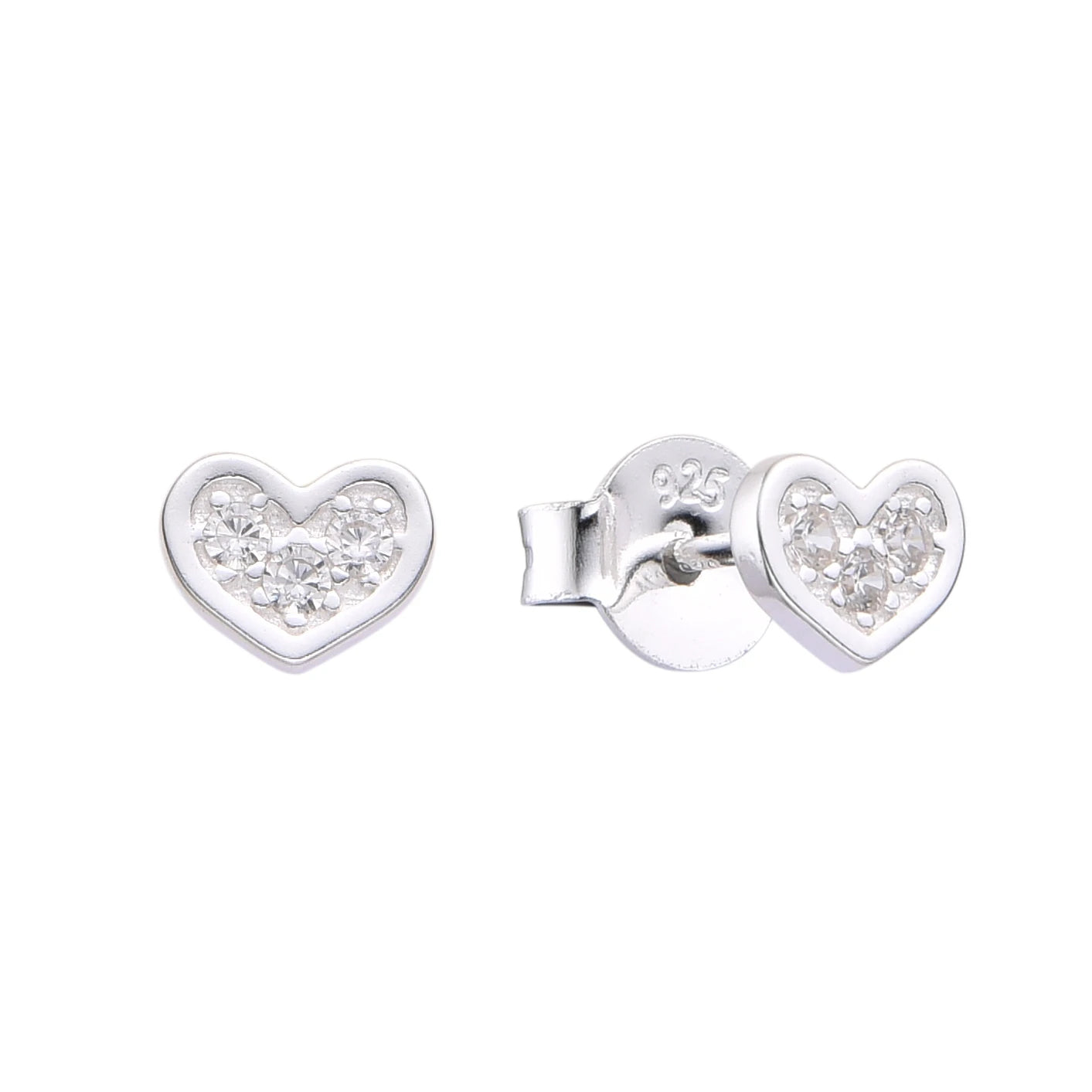 Zarcillos Corazón Brillante Pequeños Plata 925