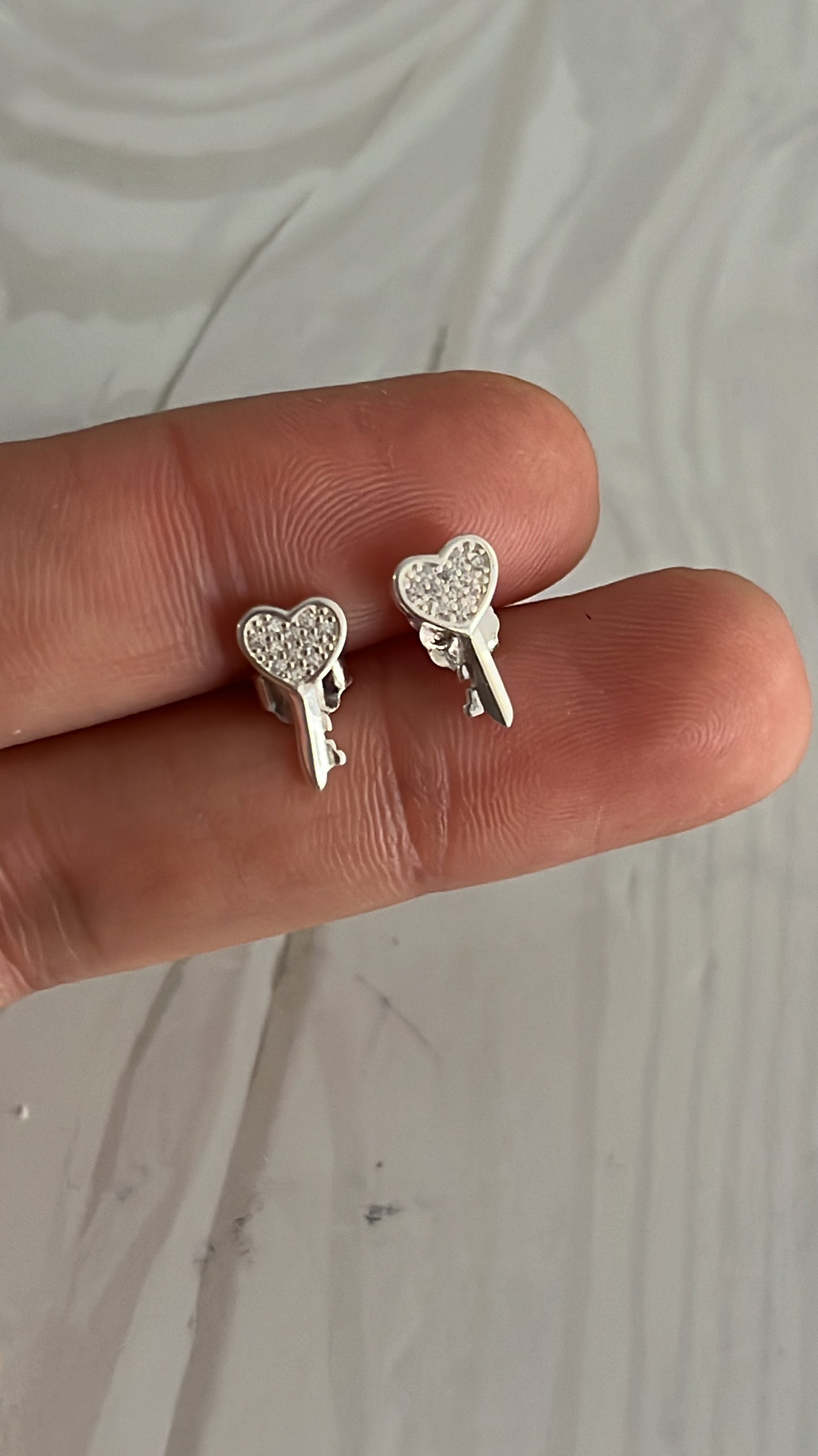 Zarcillos Llave Corazón Plata 925