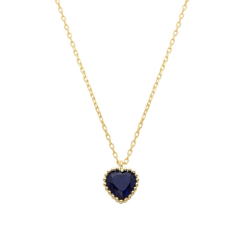 Cadena Dorada Corazón Azul 45cm
