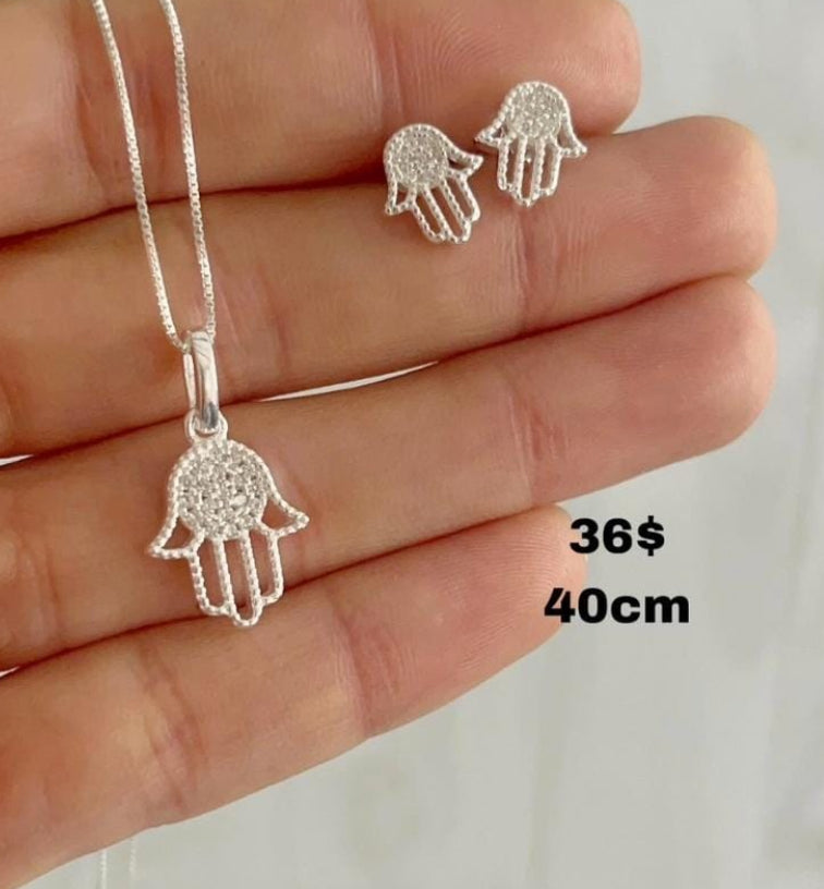 Juego Mano de Fátima Plata 925