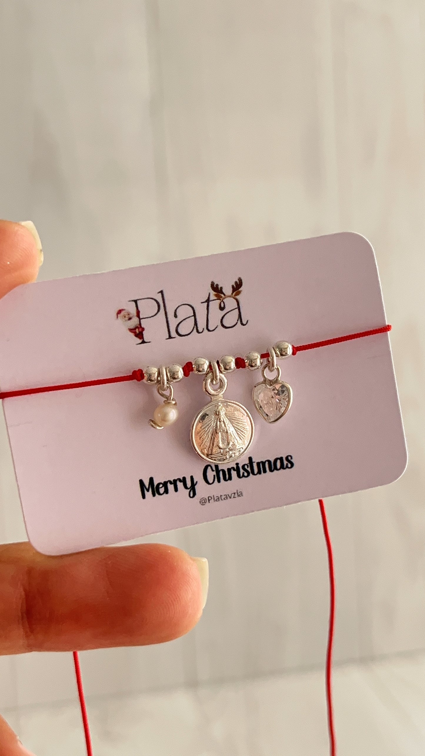 Pulsera Hilo con 3 Dijes Plata 925