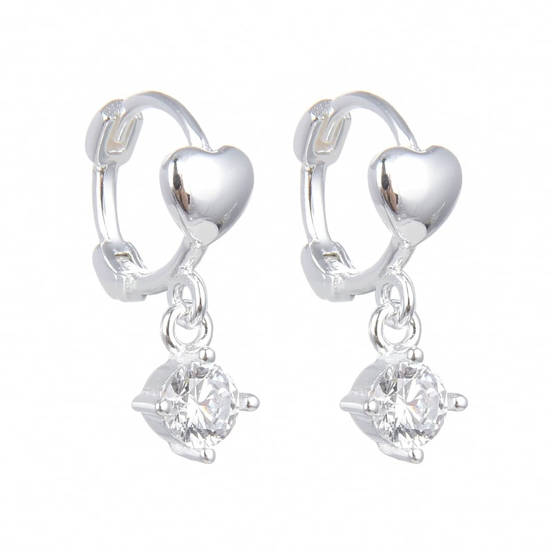 Argollas Corazón con Dije de Zircon 0,9 Plata 925