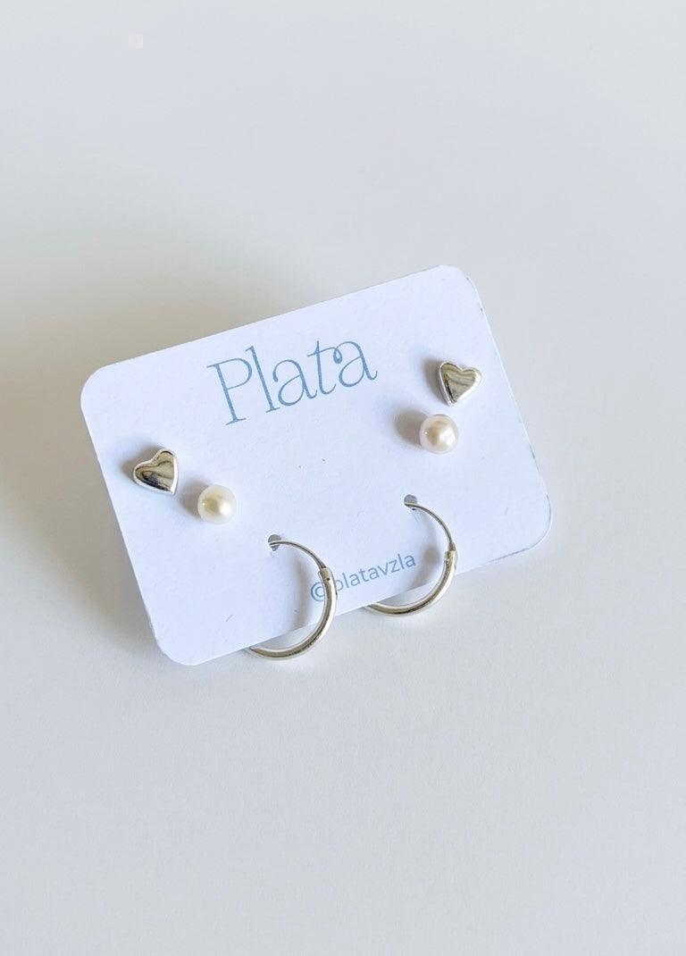Set Zarcillos y Argollas 1,4cm - Plata 925