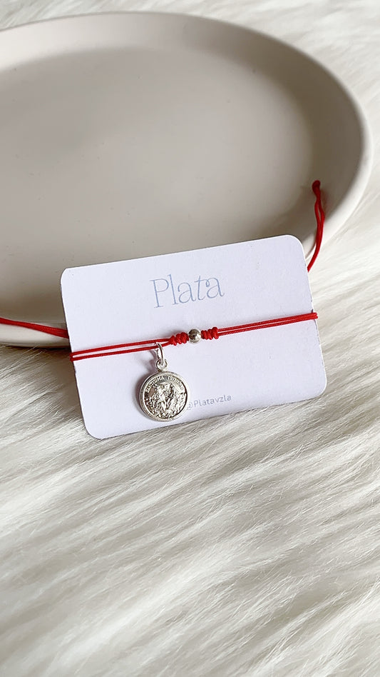 Pulseras Hilo Ajustables con Santísima Trinidad 1,2cm Plata 925