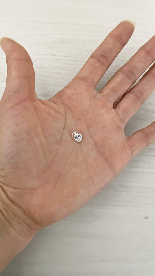 Dije Corazón Cristal 7mm - Plata 925