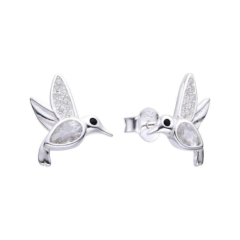 Zarcillos Colibrí Cristal - Plata 925