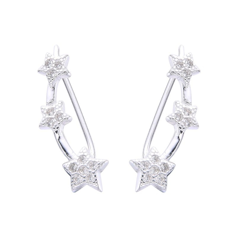 Zarcillos Trepadores Estrellas Plata 925