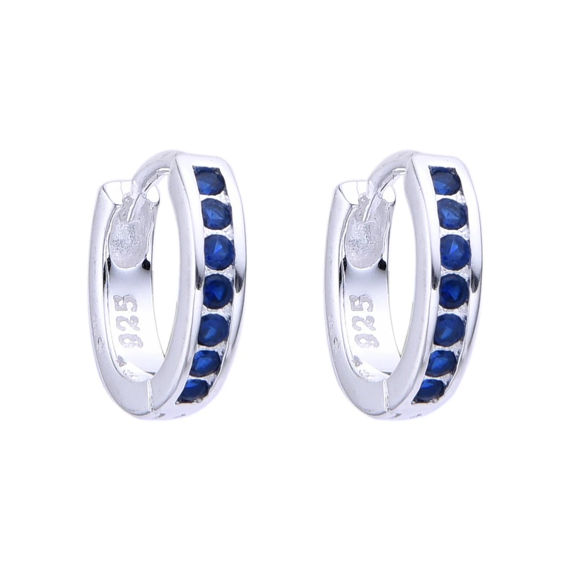 Argollas Cristales Azules 1,2cm Plata 925