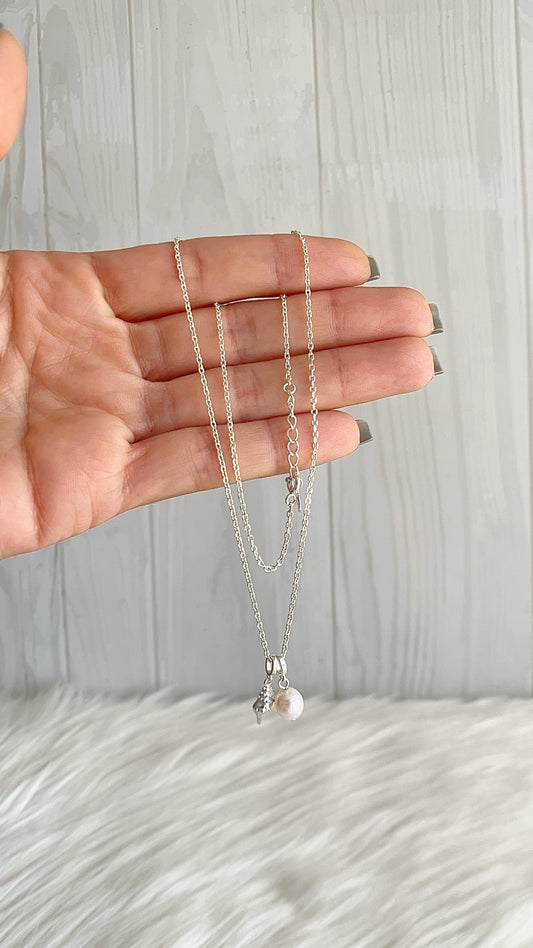 Gargantilla Caracol y Perla 45cm Plata 925