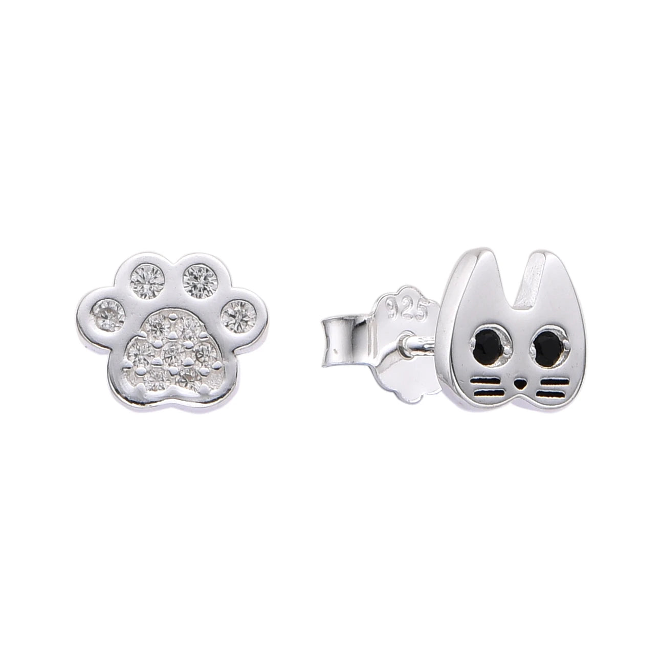 Zarcillos Huella y Gato Plata 925