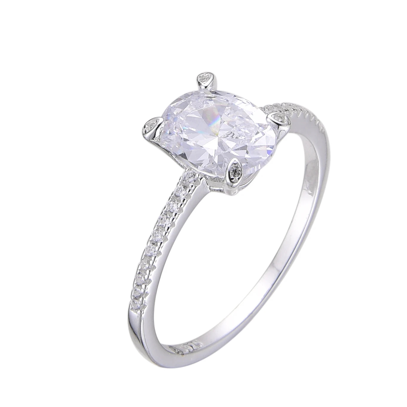 Anillo Crista Ovalado Mediano con Cristales Plata 925