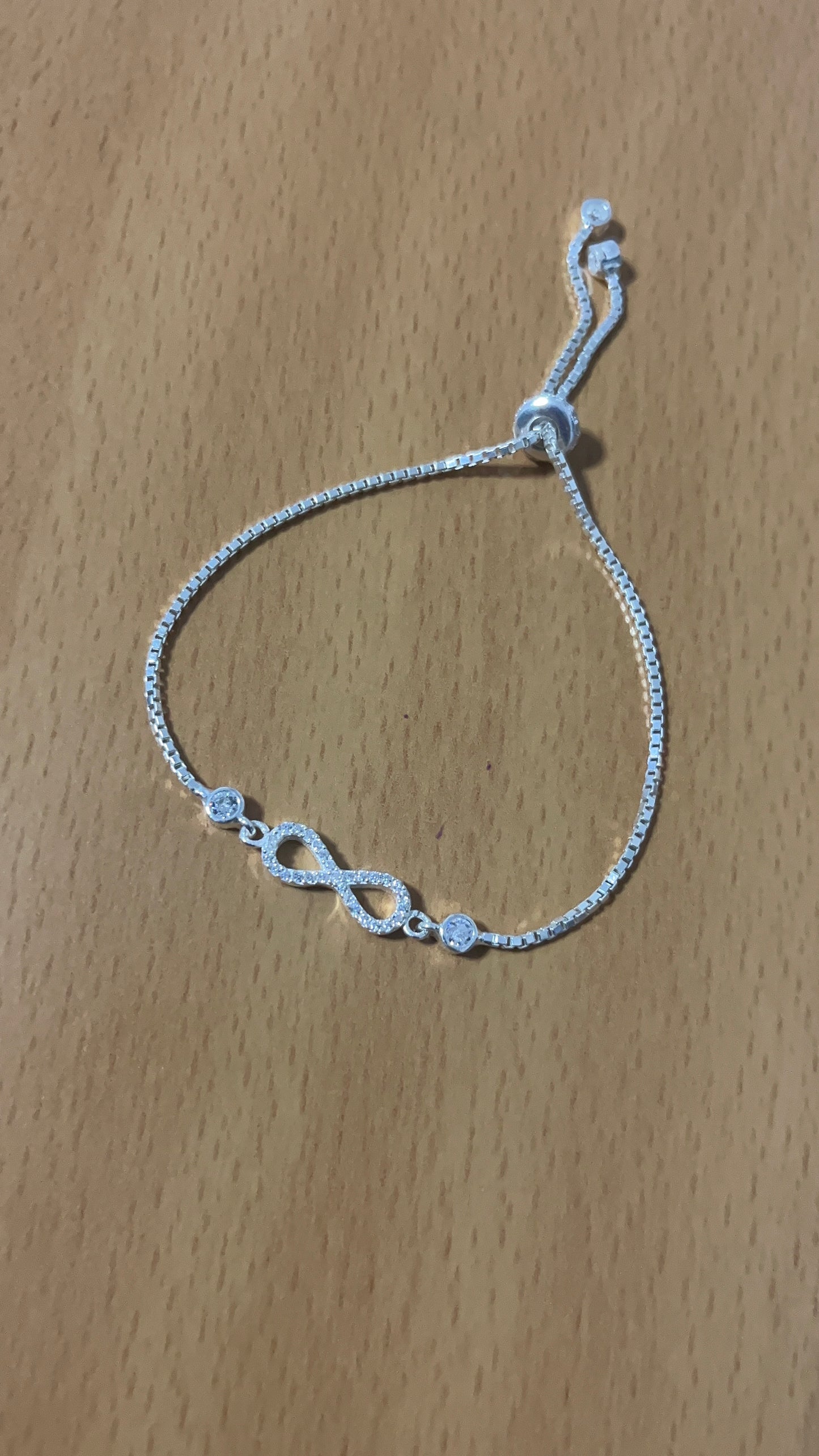 Pulsera Infinito Brillante Ajustable - Plata 925