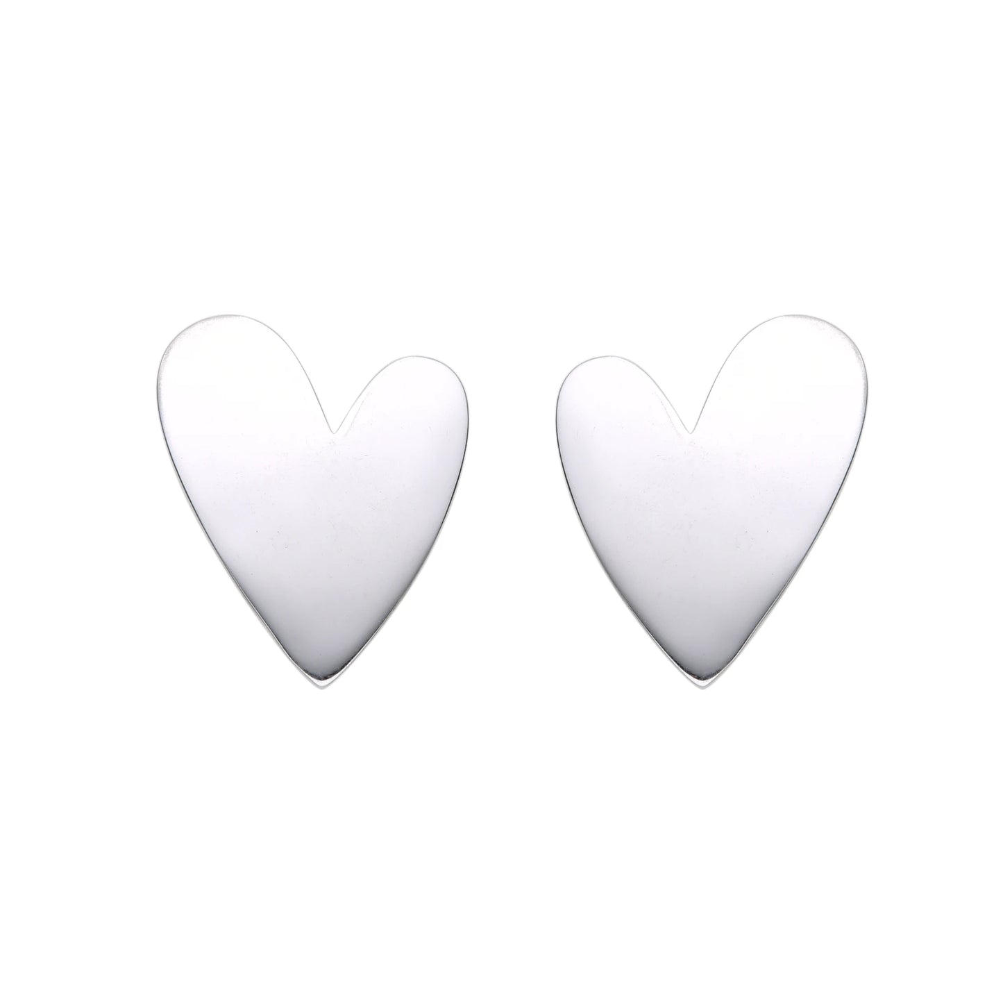 Zarcillos Corazones Lisos 2,7cm Plata 925