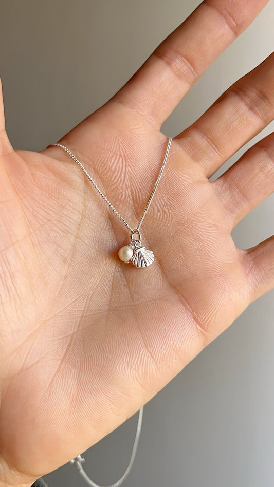 Cadena Dije Concha y Perla - Plata 925