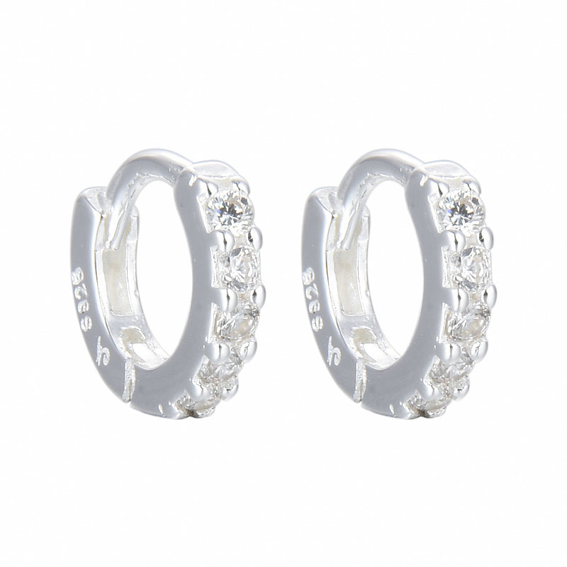 Argollas Con Cristales 1cm Plata 925