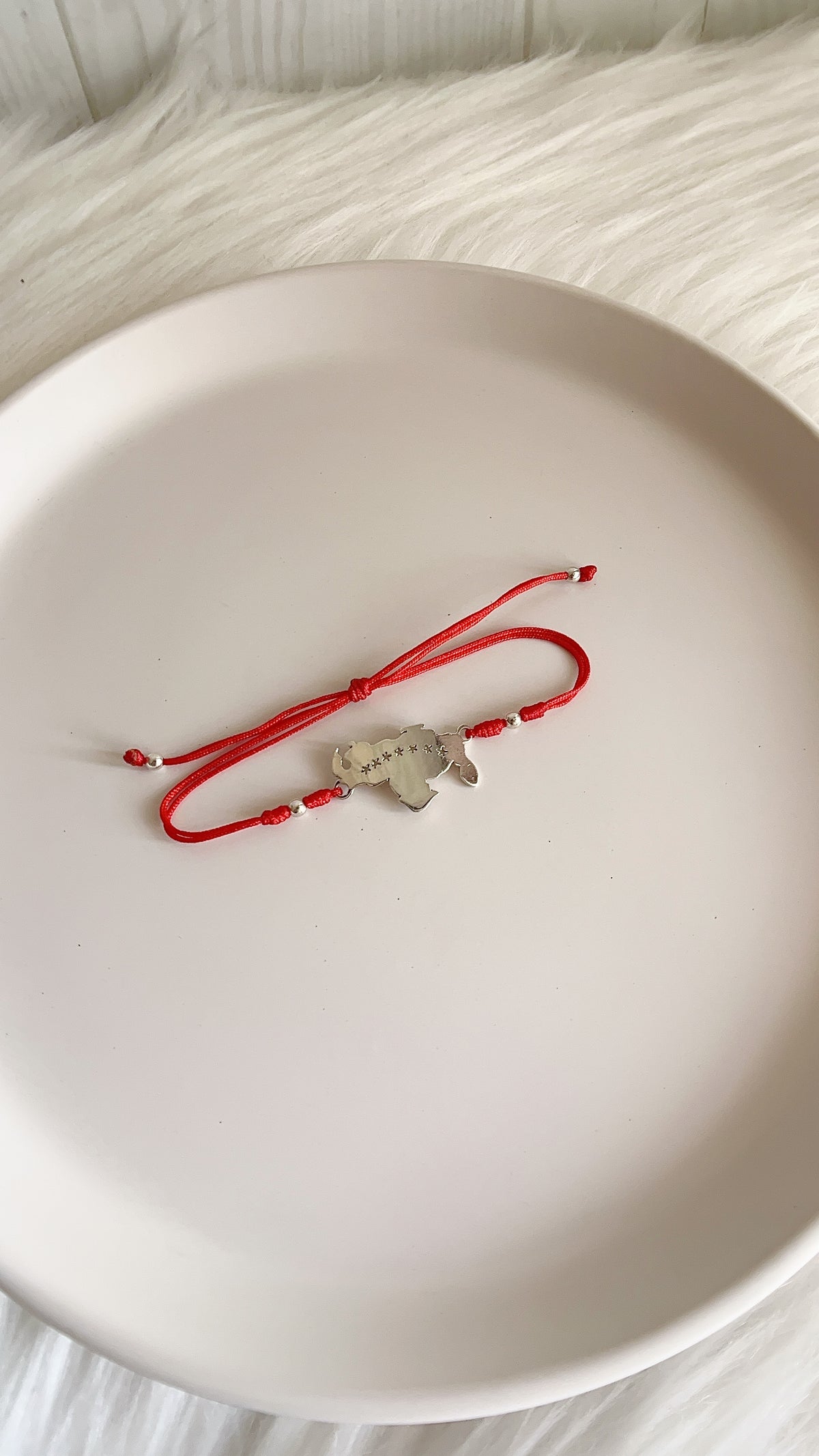 Pulsera Ajustable Mapa Venezuela Estrellas - Plata 925