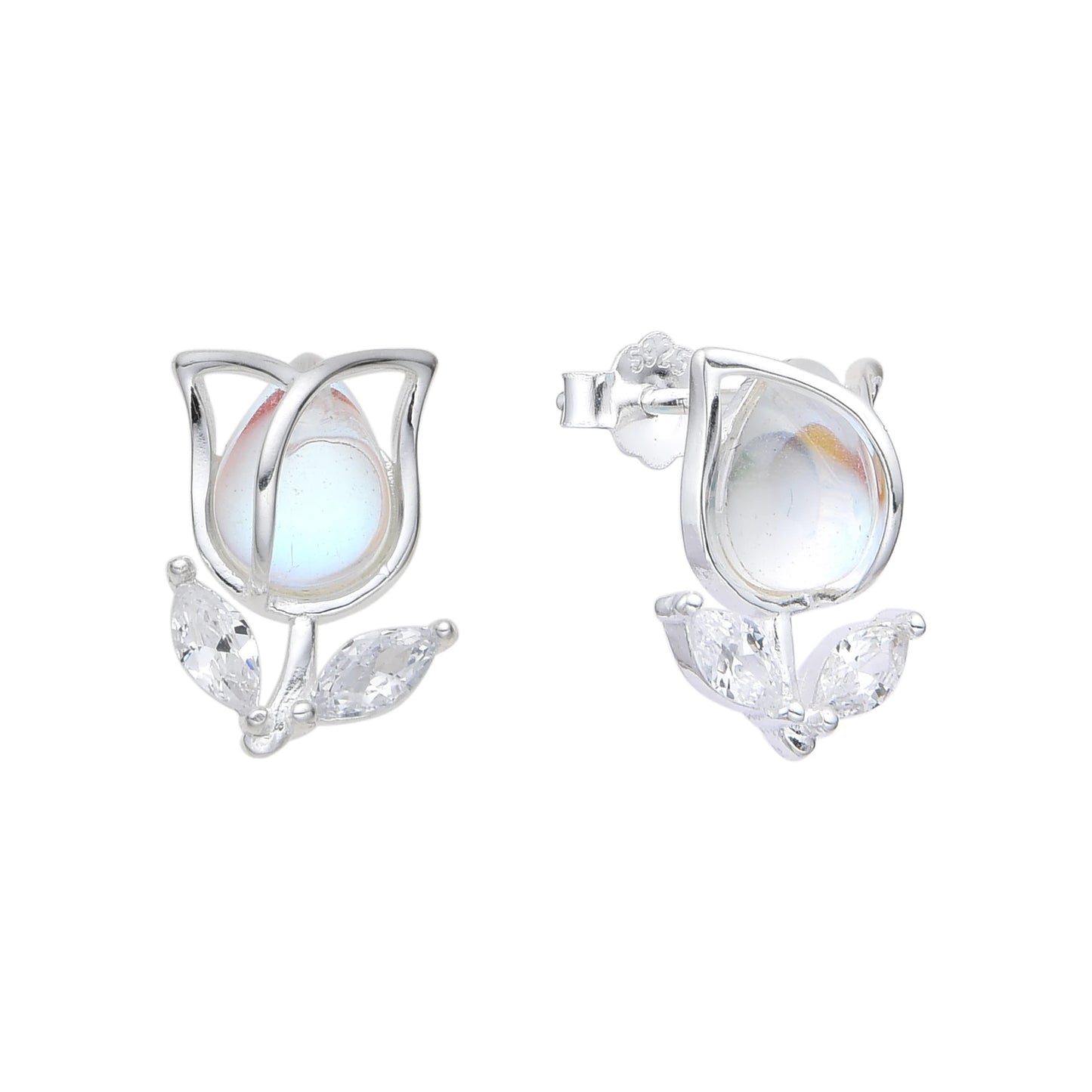 Zarcillos Tulipanes Plata 925