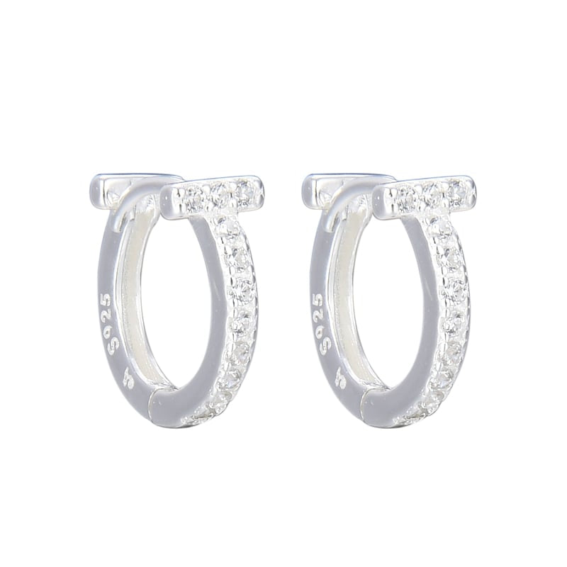 Argollas cristales 1cm plata 925