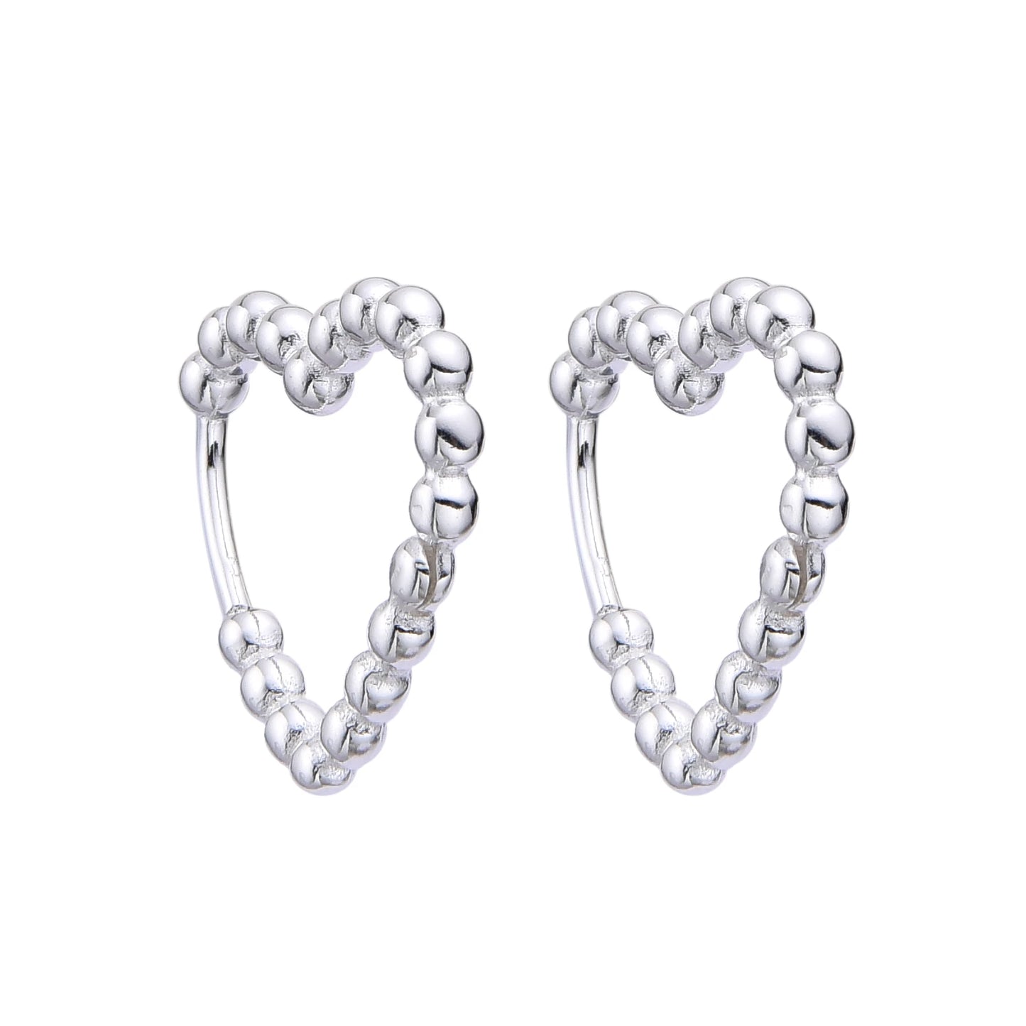 Argollas Sirueta Corazón con Balines 1,6cm Plata 925