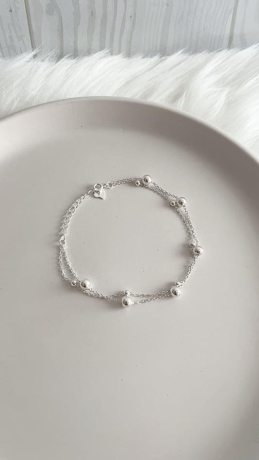 Pulsera Doble 20cm Ajustable - Plata 925