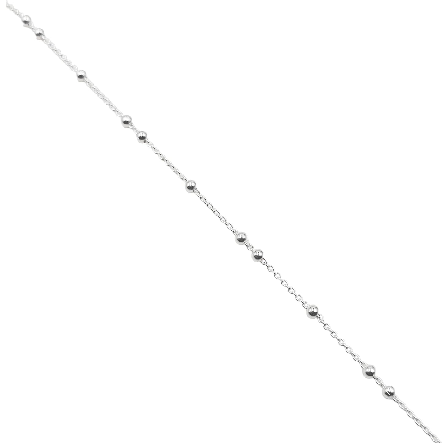 Cadena Forzatina con Bolitas Lisas 2.5mm 2x1 15mm 45cm Plata 925
