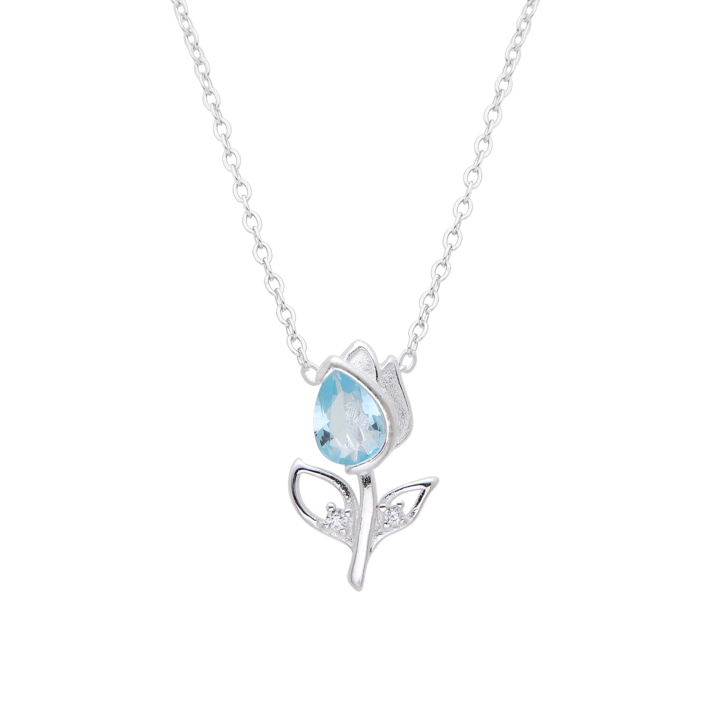 Gargantilla Tulipán Azul 44cm - Plata 925