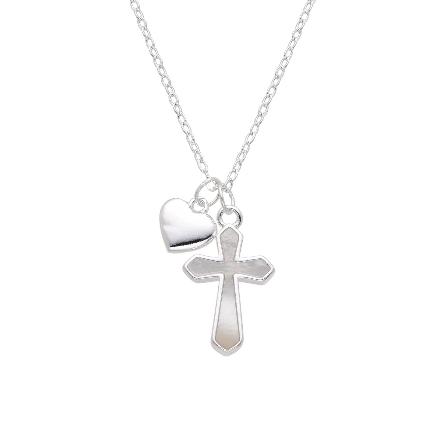 Gargantilla Cruz y Corazón 45cm Plata 925