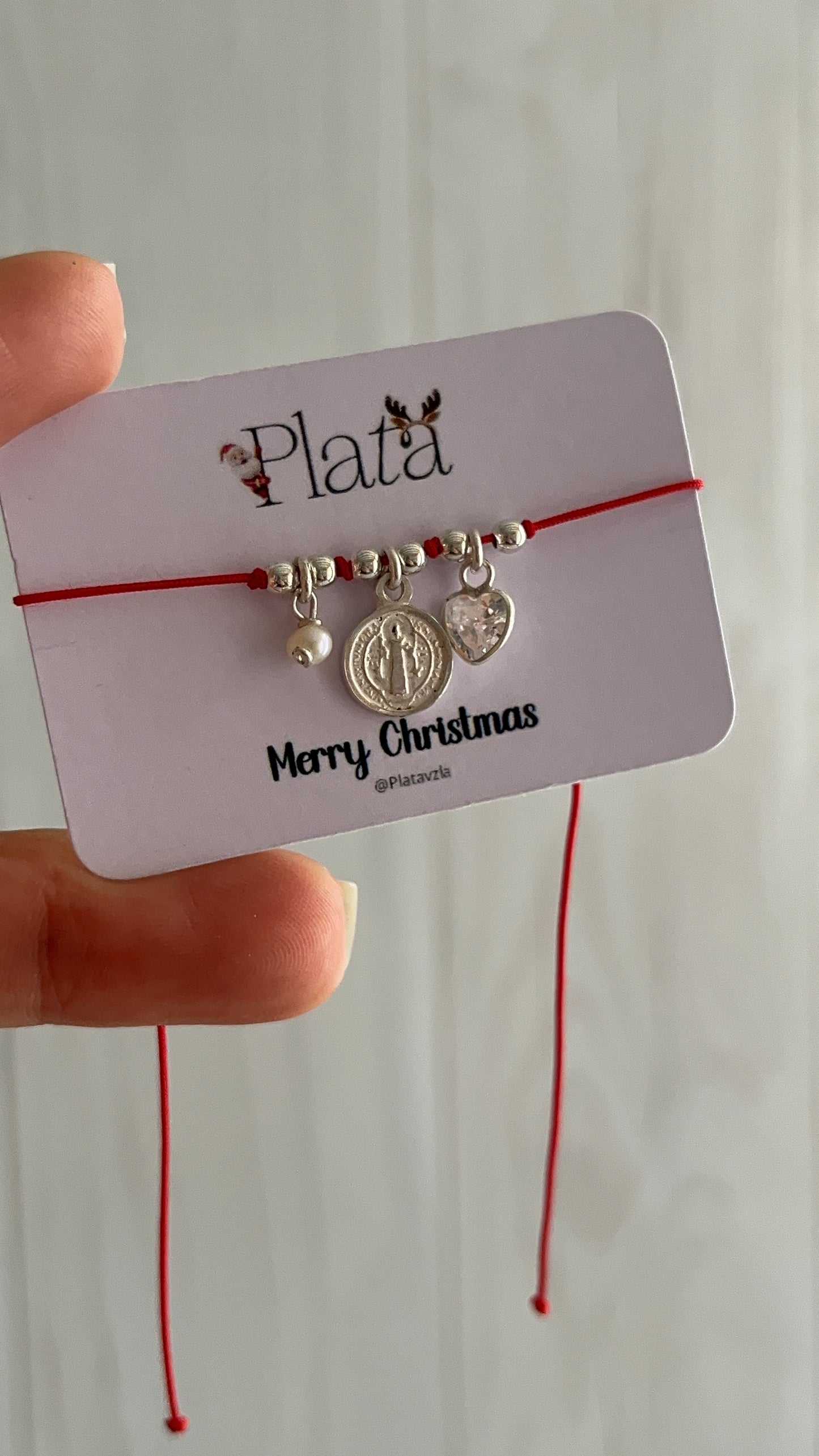 Pulsera Hilo con 3 Dijes Plata 925