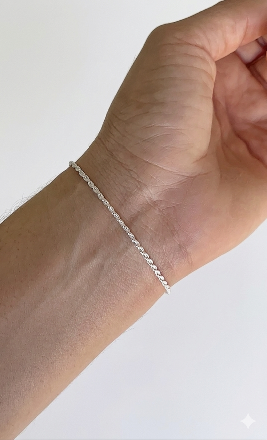 Pulsera Tejido Cordón 2mm 19cm - Plata 925